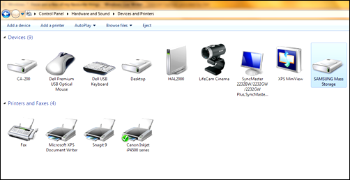 Devices page in Windows 7