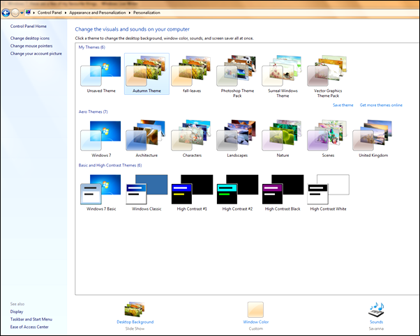 Themes in Windows 7