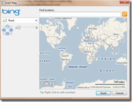 Bings Map window