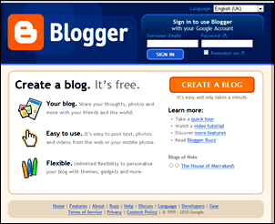 Blogger intro screen